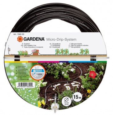 Градински маркуч за капково напояване с капкообразуватели нагнетателен GARDENA - Micro-Drip-System - 4,6 мм.(3/16"), LDPE, 15 м. / 01362-20 /
