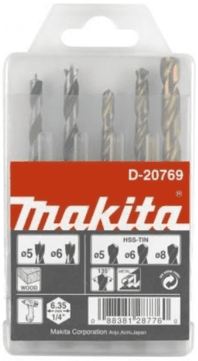 Свредла за дърво и метал MAKITA - D-20769 - 5,0-8,0 мм., 6-стен, 1/4" / 5 бр. /