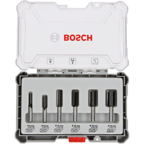 Комплект фрезери за оберфреза BOSCH - 2607017466 - ф 8 мм., HM / 6 бр. /