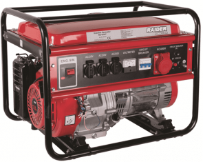 Бензинов трифазен генератор за ток RAIDER - RD-GG07 - 5000 W, 220-380 V, 12 DC, 389 см3, 3600 оборота, 0,325 л./ч., 25 л.