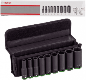 Вложки с глух ключ комплект BOSCH - 2 608 551 101 - 6-стен, 1/2", 10-27 мм. / 9 бр. /