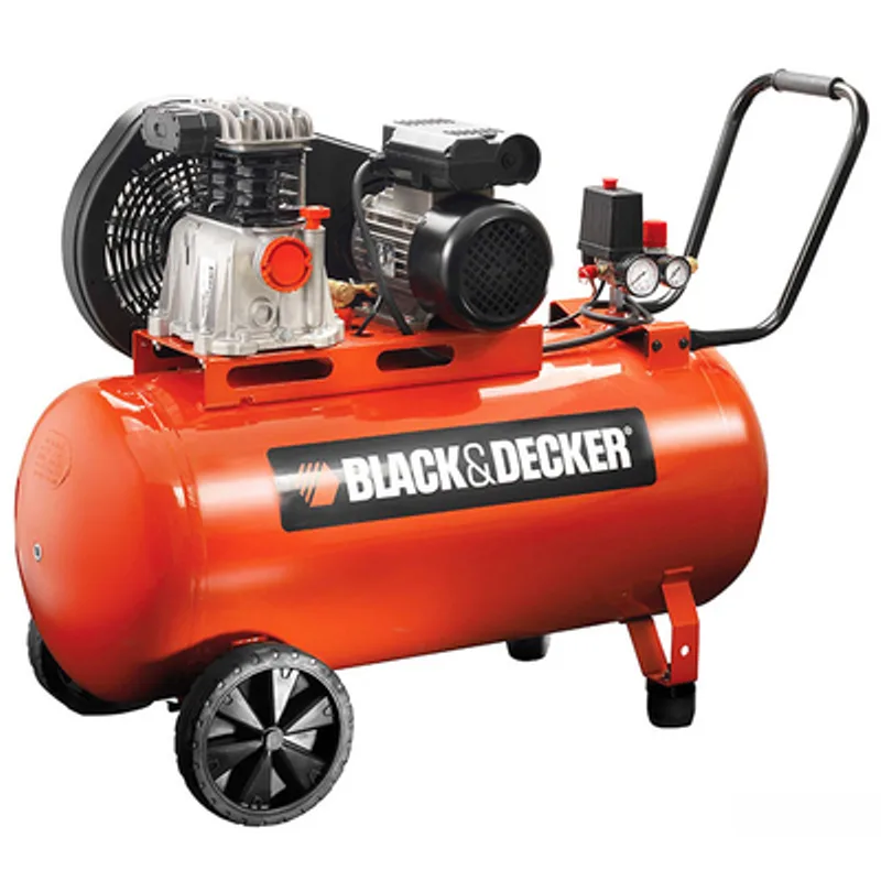 Електрически компресор с ремъчна предавка Black & Decker  2 к.с., 50 л, 220 л/мин, 10 bar, BD220-50-2