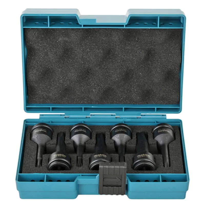 Вложки комплект Makita ударни Torx  7 бр., T30-T70, 1/2", 78 мм, E-23628