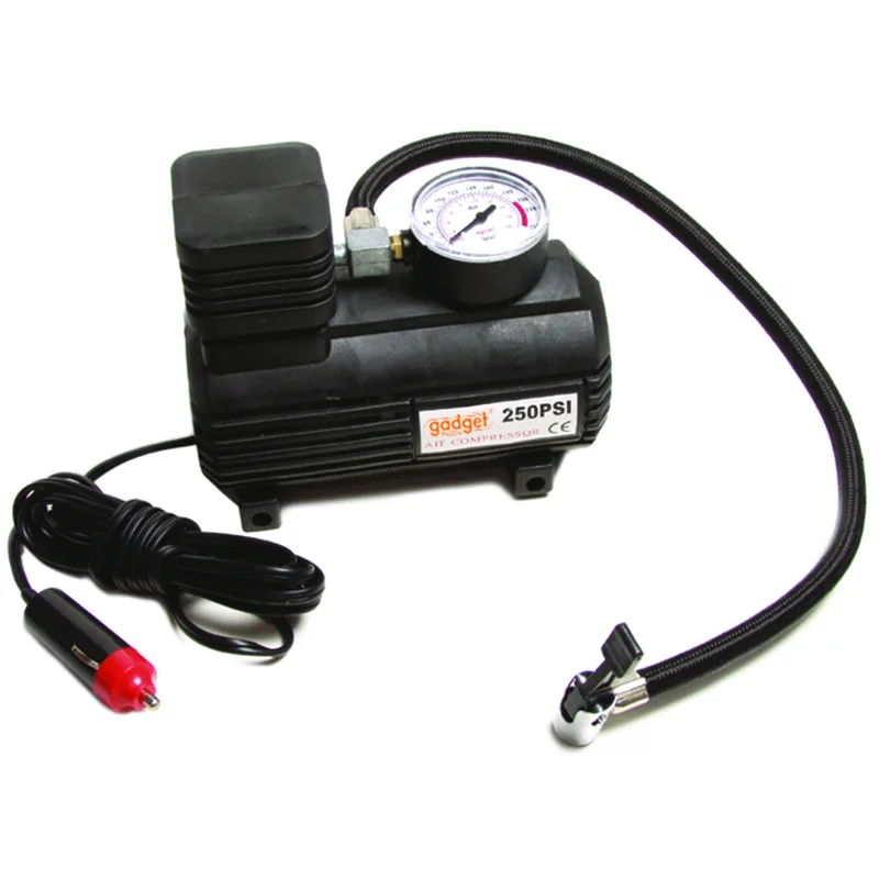 Компресор 12V за помпане на гуми с манометър GD