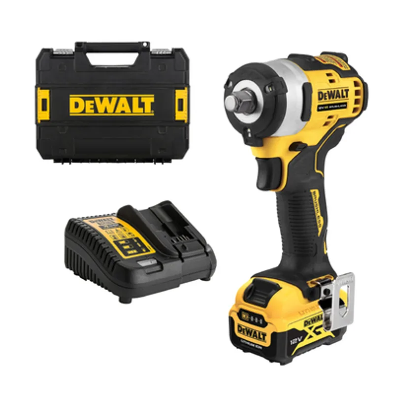 Акумулаторен гайковерт DeWALT с безчетков двигател с 1 батерия и зарядно, 12 V, 5 Ah, 340 Nm, квадрат, 1/2", DCF901P1