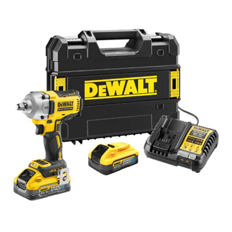 Акумулаторен гайковерт DeWALT с безчетков двигател  с 2 батерии и зарядно, 18 V, 5 Ah, 812 Nm, квадрат, 1/2", DCF891H2T