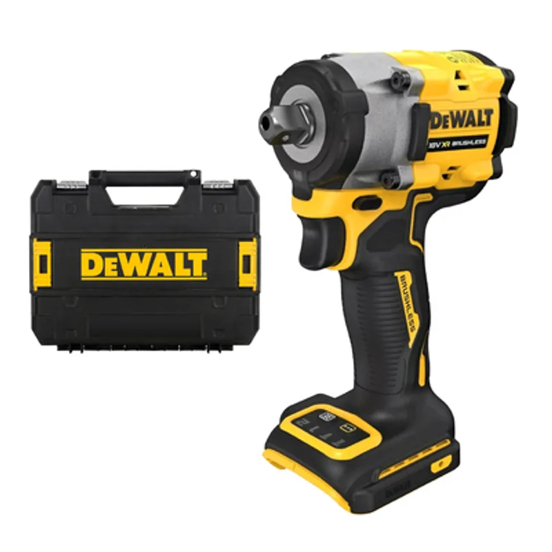 Акумулаторен ударен гайковерт DeWALT с безчетков двигател без батерия и зарядно, 18 V, 406 Nm, квадрат, 1/2", DCF922NT