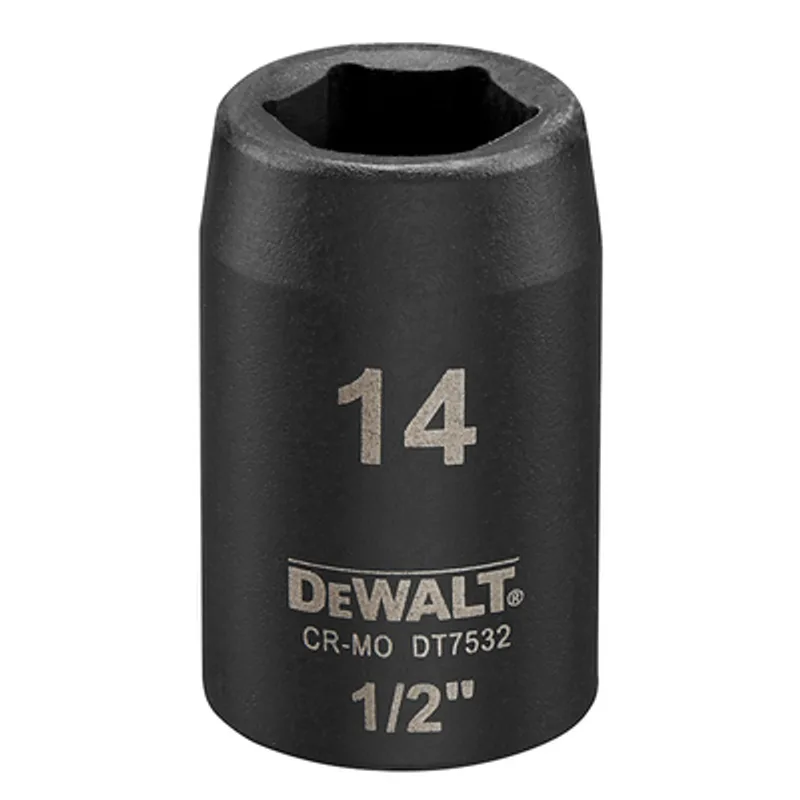 Вложка милиметрова DeWALT 6-стен ударна  14 мм х 1/2", DT7532