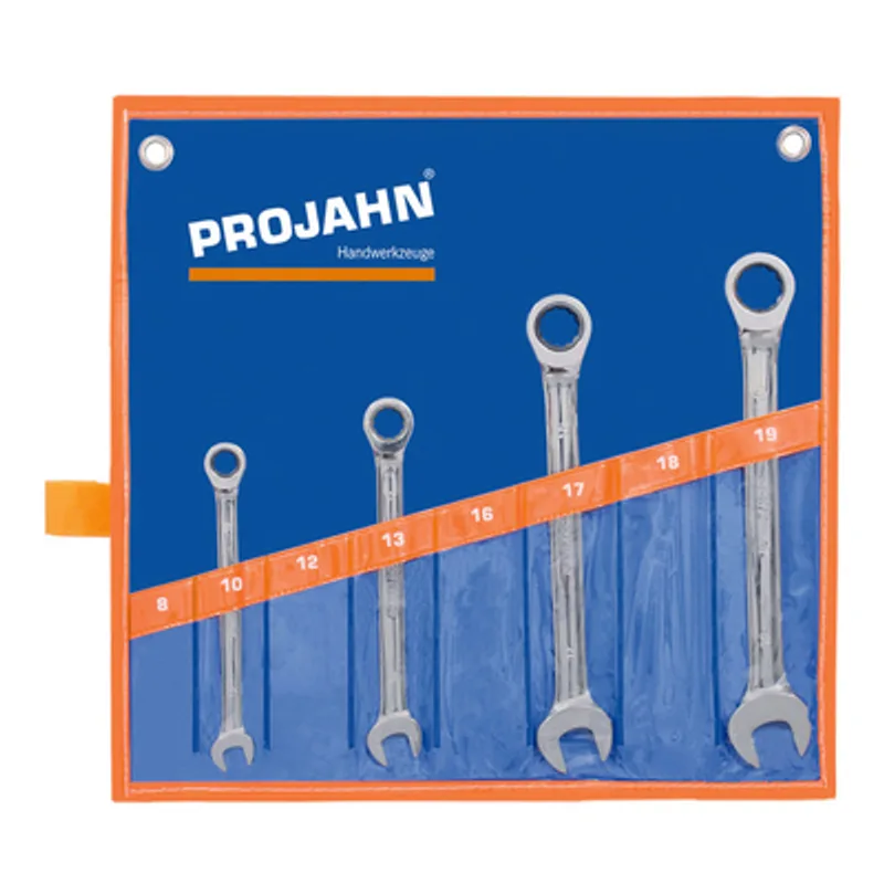 Звездогаечен ключ Projahn 6-стен/12-стен с тресчотка комплект 10-19 мм, 4 бр.