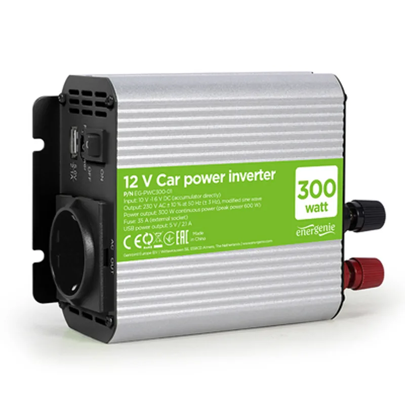 Инвертор Gembird за автомобил  10-16 V, 300 W, EG-PWC300-01