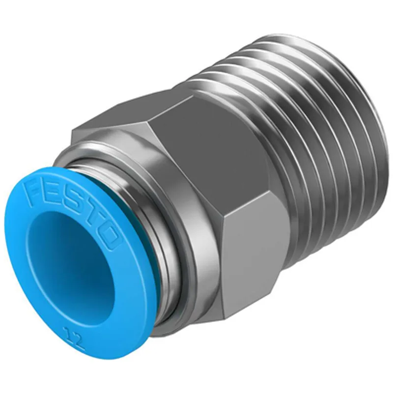 Съединител пневматичен Festo Push In шлаух - резба 1/2", шлаух 12 мм, QS-1/2-12