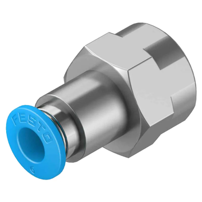Съединител пневматичен Festo Push In шлаух - резба 1/4", шлаух 6 мм, QSF-1/4-6-B