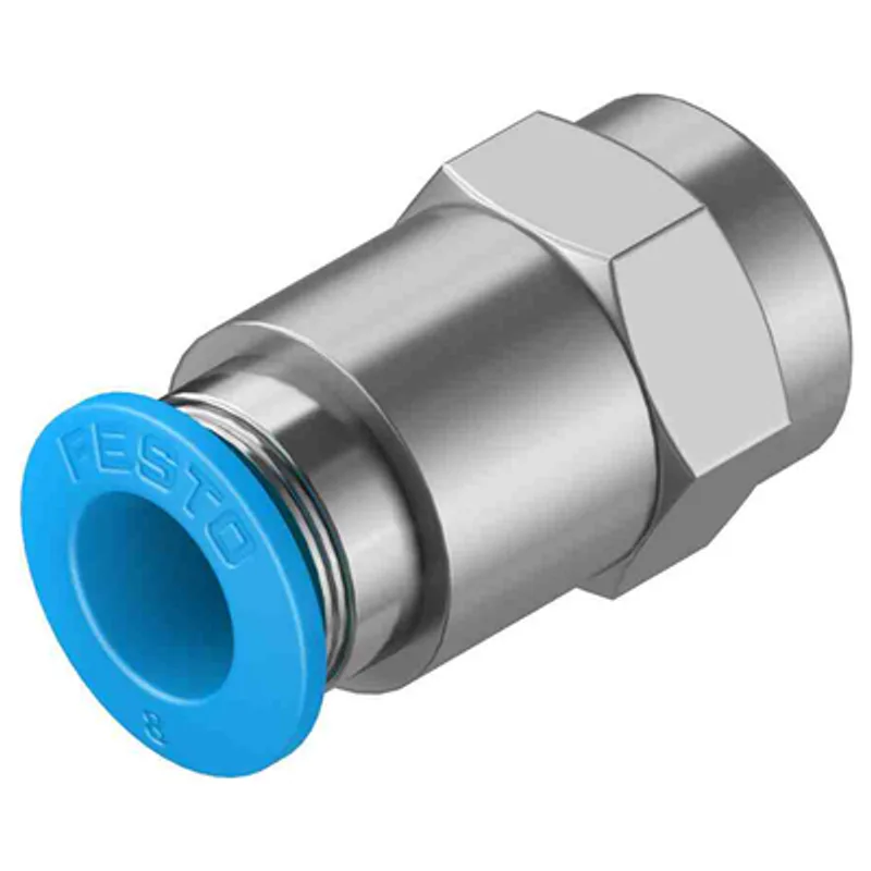 Съединител пневматичен Festo Push In шлаух - резба  1/8", шлаух 8 мм, QSF-1/8-8-B