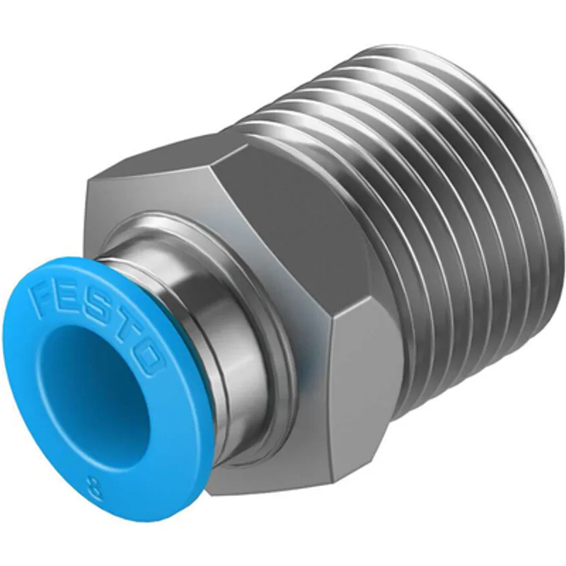 Съединител пневматичен Festo Push In шлаух - резба  3/8", шлаух 8 мм, QS-3/8-8