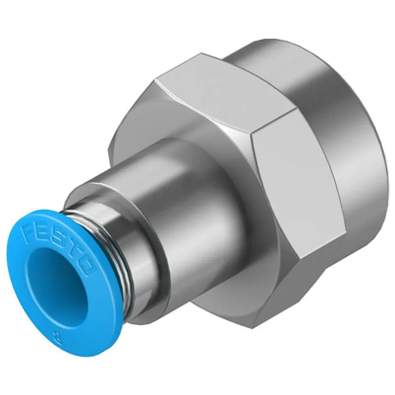 Съединител пневматичен Festo Push In шлаух - резба 3/8", шлаух 8 мм, QSF-3/8-8-B