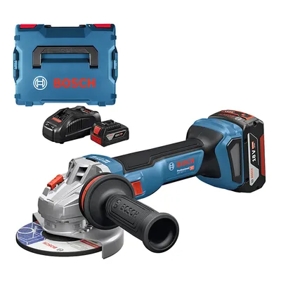 Акумулаторен ъглошлайф Bosch с 2 батерии и зарядно, 18 V, 5 Ah, 125 мм, 3000-9000 об./мин, GWS 18V-11 S