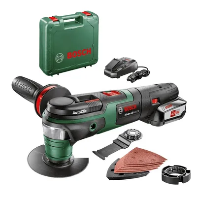 Акумулаторен мултифункционален инструмент Bosch  с 1 батерия и зарядно, 18 V, 2.5 Ah, 10 000- 20 000 вибр./мин, AdvancedMulti 18