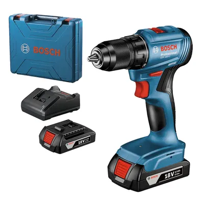 Акумулаторен винтоверт Bosch с безчетков двигател с 2 батерии и зарядно, 18 V, 2 Ah, 50 Nm, 1.5-13 мм, GSR 185-Li