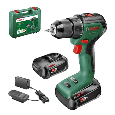 Акумулаторен винтоверт Bosch с безчетков двигател с 2 батерии и зарядно, 18 V, 2 Ah, 60 Nm, 13 мм, UniversalDrill 18V-60