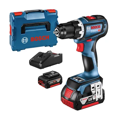 Акумулаторен винтоверт Bosch с безчетков двигател с 2 батерии и зарядно, 18 V, 4 Ah, 64 Nm, 1.5-13 мм, GSR 18V-90 C