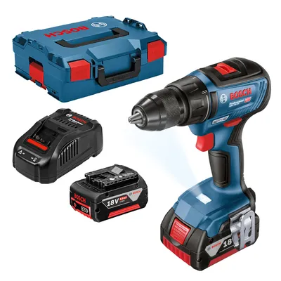 Акумулаторен винтоверт Bosch с безчетков двигател с 2 батерии и зарядно, 18 V, 5 Ah, 50 Nm, 1.5-13 мм, GSR 18V-50