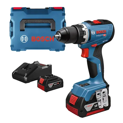 Акумулаторен винтоверт Bosch с безчетков двигател с 2 батерии и зарядно, 18 V, 5 Ah, 63 Nm, 1.5-13 мм, GSR 18V-65