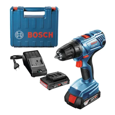 Акумулаторен винтоверт Bosch с колекторен двигател с 2 батерии и зарядно, 18 V, 2 Ah, 54 Nm, 1.5-13 мм, GSR 180-Li