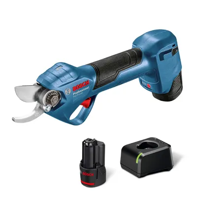 Акумулаторна лозарска ножица Bosch  с 2 батерии и зарядно, 12 V, 3 Ah, ф 25 мм, ProPruner