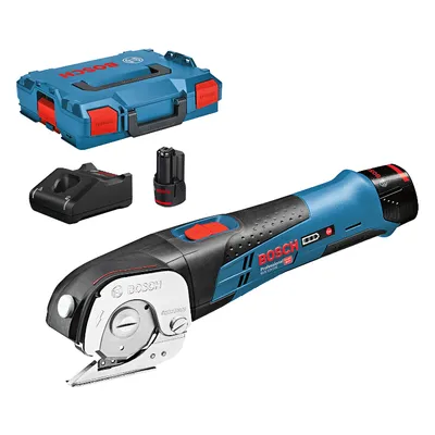 Акумулаторна ножица Bosch за меки материали  с 2 батерии и зарядно, 12 V, 2 Ah, GUS 12V-300
