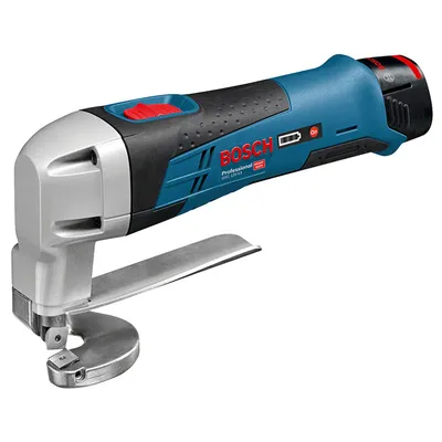 Акумулаторна ножица/нагер Bosch за ламарина с 2 батерии и зарядно, 12 V, 2 Ah, 3600 хода/мин, 0.6-2 мм, GSC 12V-13