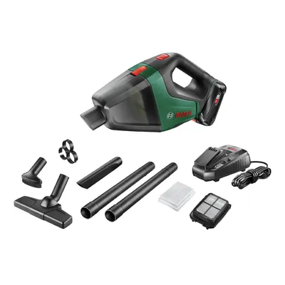 Акумулаторна прахосмукачка Bosch за сухо почистване  с 1 батерия и зарядно, 18 V, 2.5 Ah, 1680 л/мин, 0.5 л, UniversalVac 18V
