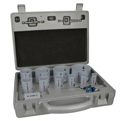 Боркорона универсална Bosch със захват Power Change Plus комплект 19, 22, 25, 29, 35, 38, 44, 51, 57, 64, 76х44 мм, 14 бр., PRO Multi Material PC Plus