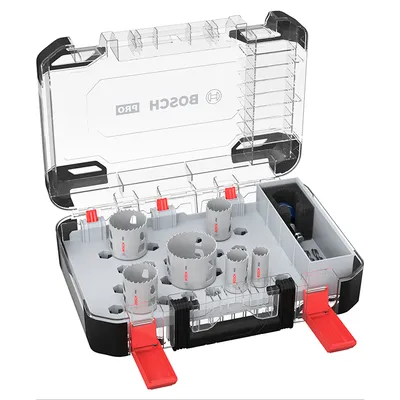 Боркорона универсална Bosch със захват Power Change Plus комплект 22, 29, 35, 44, 51, 65х44 мм, 9 бр., PRO Multi Material PC Plus