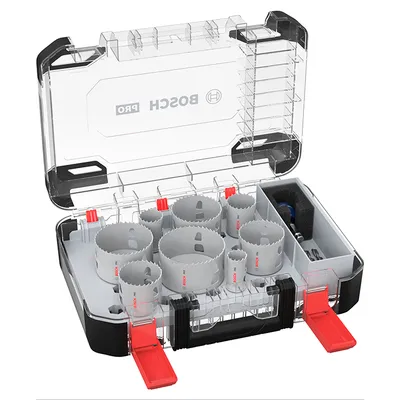 Боркорона универсална Bosch със захват Power Change Plus комплект 25, 32, 40, 54, 60, 68, 76, 86х44 мм, 11 бр., PRO Multi Material PC Plus