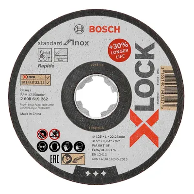 Диск карбофлексен за рязане Bosch на неръждаема стомана 125 мм, 1 мм, 22.23 мм, Standard for Inox