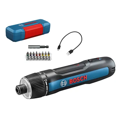 Акумулаторна отвертка Bosch с вградена батерия и USB кабел, 3.6 V, 1.5 Ah, 1/4", 5 Nm, GO