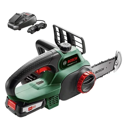 Акумулаторна резачка за дърва Bosch с 1 батерия и зарядно, 18 V, 2.5 Ah, 20 см, 3/8 ", 1.1 мм, UniversalChain 18