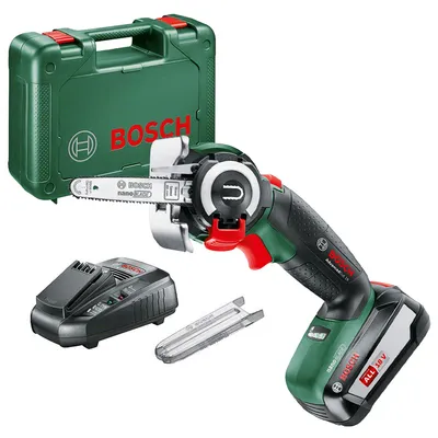 Акумулаторна резачка за дърва Bosch с 1 батерия и зарядно, 18 V, 2.5 Ah, 6.5 см, AdvancedCut 18