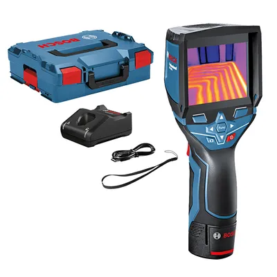 Дигитална термокамера Bosch с 1 батерия и зарядно, 12 V, 1.5 Ah, от -10 до +400 °C, GTC 400 C