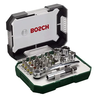 Гедоре комплект Bosch вложки с тресчотка и накрайници  26 бр., 3-6 мм х 1/4"