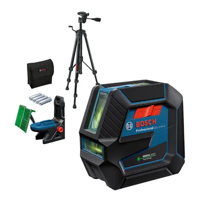 Комбиниран лазерен нивелир с тринога Bosch с 2 линии и 2 точки 15 м, 50 м, 0.3 мм/м, GCL 2-50 G