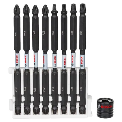 Комплект битове Bosch двустранни с магнитен държач 1/4", 110 мм, 9 бр., Impact Control Multi Construction