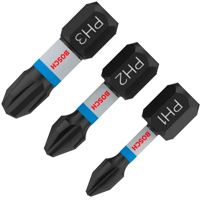 Комплект битове Bosch PH PH 1, 2 и 3, 1/4", 25 мм, 3 бр., PRO Phillips Impact