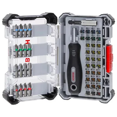 Комплект битове Bosch PH/PZ/SB/TX/SW с магнитен държач 1/4", 25 мм, 50 бр., Extra Hard