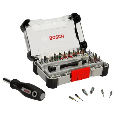 Комплект битове Bosch PH/PZ/SB/TX/SW с магнитен държач 1/4", 5/22", 42 бр.