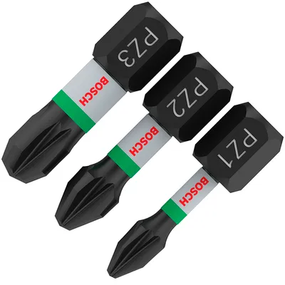 Комплект битове Bosch PZ 1, 2 и 3, 1/4", 25 мм, 3 бр., PRO Pozidriv Impact