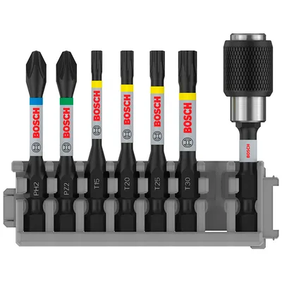 Комплект битове Bosch с магнитен държач  1/4", 55 мм, 7 бр., PRO Impact