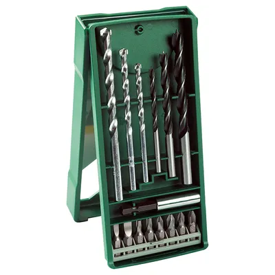 Комплект битове Bosch със свредла  1/4", 15 бр., Mini-X-Line