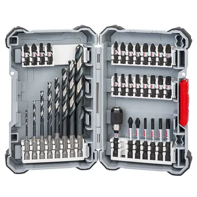 Комплект битове Bosch със свредла 1/4", 35 бр., Impact Control Multi Construction