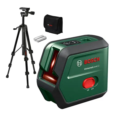 Линеен лазерен нивелир Bosch с 2 лъча с тринога  12 м, 0.5 мм/м, UniversalLevel 2